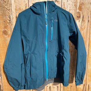 Outdoor Research Rain Jacket Sz M Women’s Aspire Turquoise Rain Jacket.